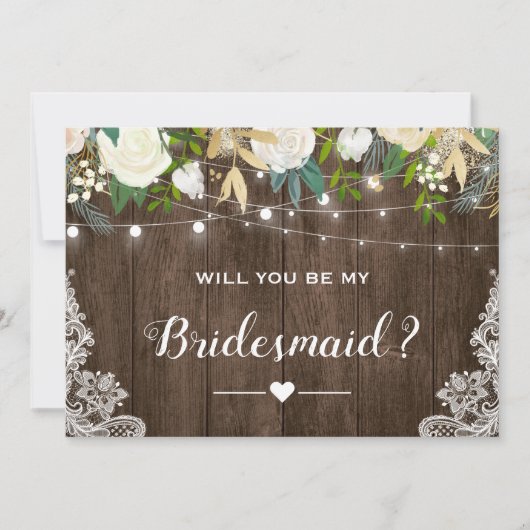 Ben je mijn Bridesmaid Rustic Romantic Floral? Kaart (Voorkant)