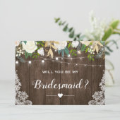 Ben je mijn Bridesmaid Rustic Romantic Floral? Kaart (Staand voorkant)
