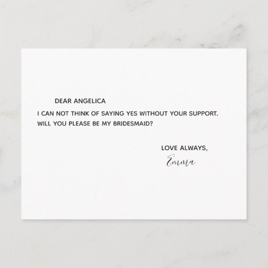 Ben je mijn bruidsmeisje goudglittersparren? uitnodiging briefkaart (Achterkant)