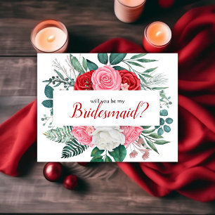 Ben je mijn bruidsmeisje Red Rose Waterverf? Kaart