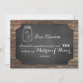 Ben je mijn matron van eer? Rustic Mason Jar Kaart (Achterkant)