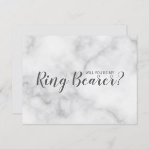 Ben je mijn Ring Bearer? Elegant Marble Script Kaart