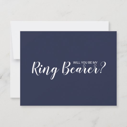 Ben je mijn Ring Bearer? Modern Navy Blue Kaart (Voorkant)