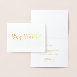 Ben je mijn Ring Bearer? Modern Script Gold Folie Kaarten