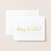 Ben je mijn Ring Bearer? Modern Script Gold Folie Kaarten (Voorkant met envelop)