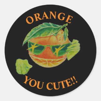 Ben je niet schattig! Sticker met oranje karakter.