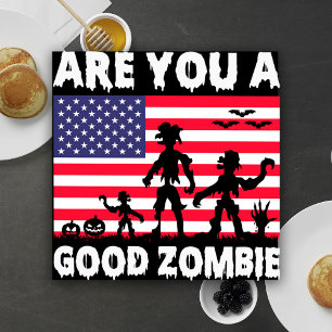 Ben jij een goed Zombie USA Flag Spooky Halloween? Vierkante Kartonnen Onderzetter