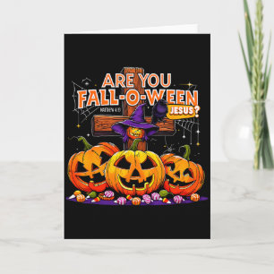 Ben jij Fall-o-ween Jezus Grappige Pompoen _2  Kaart