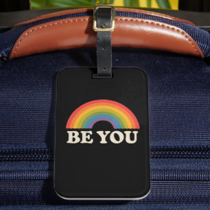 Ben jij Gay Lesbian Pride LGBTQ Ally Rainbow Retro Bagagelabel