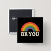 Ben jij Gay Lesbian Pride LGBTQ Ally Rainbow Retro Vierkante Button 5,1 Cm (Voorkant /achterkant)