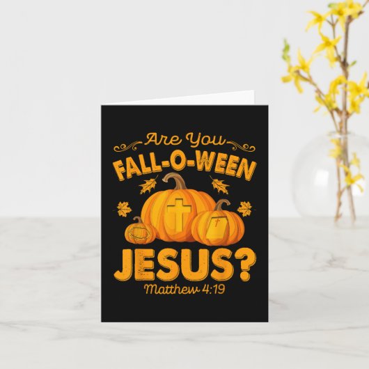 Ben jij Herfst-o-ween Jesus Christelijk Pumpkin Ha Kaart (Gele Bloem)