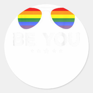 Ben jij LGBT Rainbow Sunbril Ronde Sticker