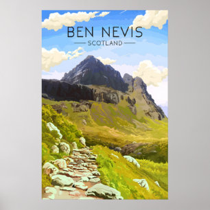 Ben Nevis Affiche de voyage en Écosse Jour
