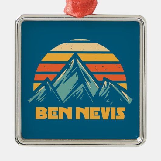 Ben Nevis Retro Turquoise Metalen Ornament (Voorkant)