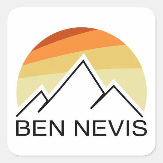 Ben Nevis Retro Vierkante Sticker (Voorkant)