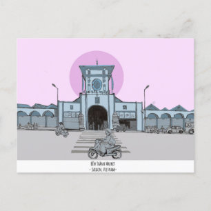 Ben Thanh Market Saigon Vietnam Illustratie Briefkaart