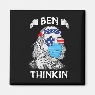 Ben Thinkin 4th of July Fun Benjamin Franklin Patr Magneet