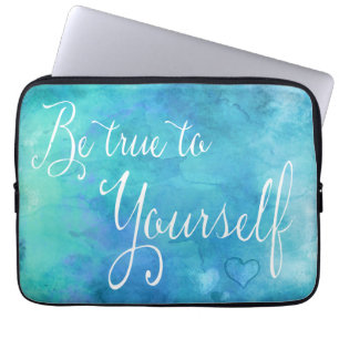 Ben waar uw Aqua Blue Waterverf Quote Laptop Sleeve