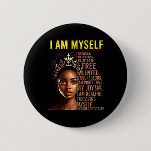 Ben zelf zwart meisje magische zwarte geschiedenis ronde button 5,7 cm