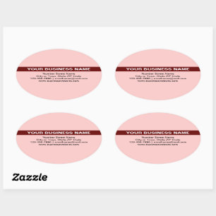 Benadrukte bedrijfsnaam op Light Red Ovale Sticker