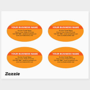 Benadrukte Bedrijfsnaam op Oranje Kleur Ovale Sticker