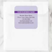 Benadrukte bedrijfsnaam op Paarse Square Sticker (Tas)