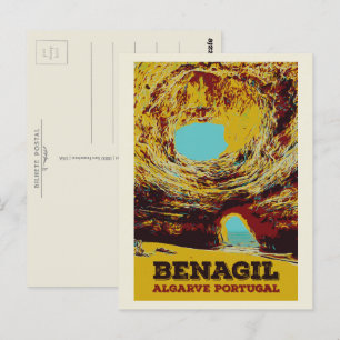Benagil zee grot illustratie Algarve Portugal Briefkaart