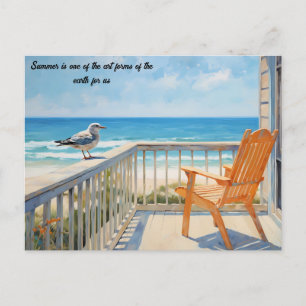 Bench Beach Bird in de zomer Briefkaart