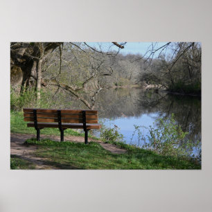 Bench met uitzicht op Creek Poster