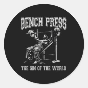 Bench press De zonde van de wereld Ronde Sticker