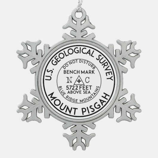 BENCHMARK MOUNT PISGAH NORTH CAROLINA USGS TIN SNEEUWVLOK ORNAMENT (Voorkant)