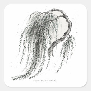 Bend Don't Break — Taoïstische Wilgen Shirt Vierkante Sticker