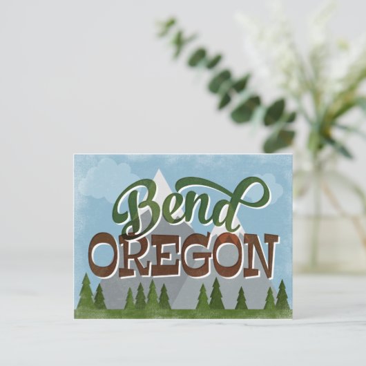 Bend Oregon Fun Retro Snowy Mountains Briefkaart (Staand voorkant)