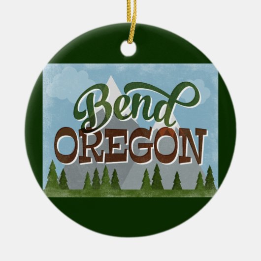 Bend Oregon Fun Retro Snowy Mountains Keramisch Ornament (Voorkant)