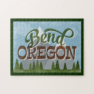 Bend Oregon Fun Retro Snowy Mountains Legpuzzel