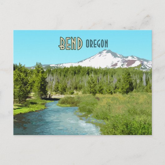 Bend Oregon Mountain Vintage Briefkaart (Voorkant)