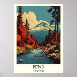 Bend Oregon  River Forest Travel Art Poster