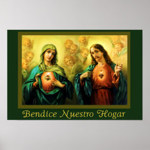 Bendicion del Hogar Jesus & Virgen Spaans Poster