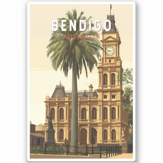 Bendigo Australia Travel Art Vintage Sticker (Voorkant)