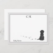 Bene the Labradoedle Dog Gray Border Monogram Notitiekaartje (Voorkant / Achterkant)