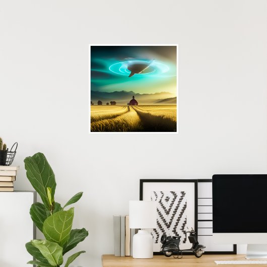 Beneden op het Boerderij - UFO Art Print (Thuiskantoor)