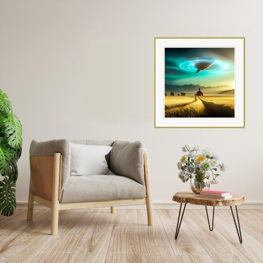 Beneden op het Boerderij - UFO Art Print