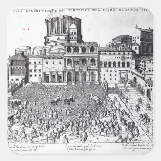 Benedictie van de paus op het Sint-Peter-plein Vierkante Sticker (Voorkant)