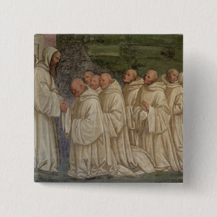 Benedictine Monks uit het leven van St. Benedict ( Vierkante Button 5,1 Cm