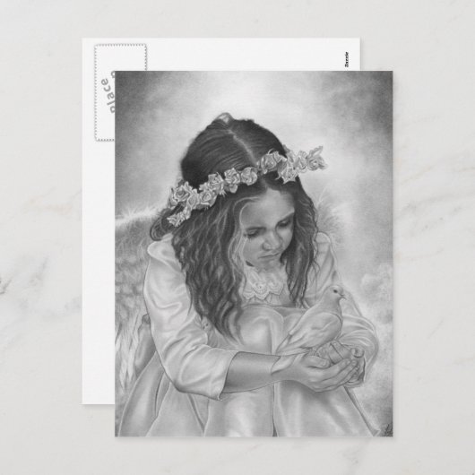 Bénédiction de colombe fille ange Carte postale (Devant / Derrière)
