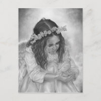 Bénédiction de colombe fille ange Carte postale