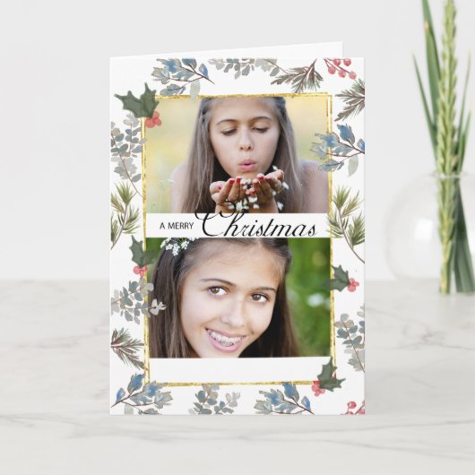 Bénédiction de Noël 2 Carte photo Aquarelle douce (Devant)