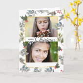 Bénédiction de Noël 2 Carte photo Aquarelle douce (Fleur jaune)