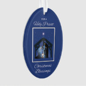 Bénédiction de Noël du prêtre, crèche en bleu (devant)