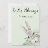 Bénédiction de Pâques Curieux lapin gris Carte ver (Devant)
